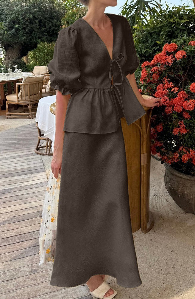 Trendy Women's Puff Sleeve High Waist Tops