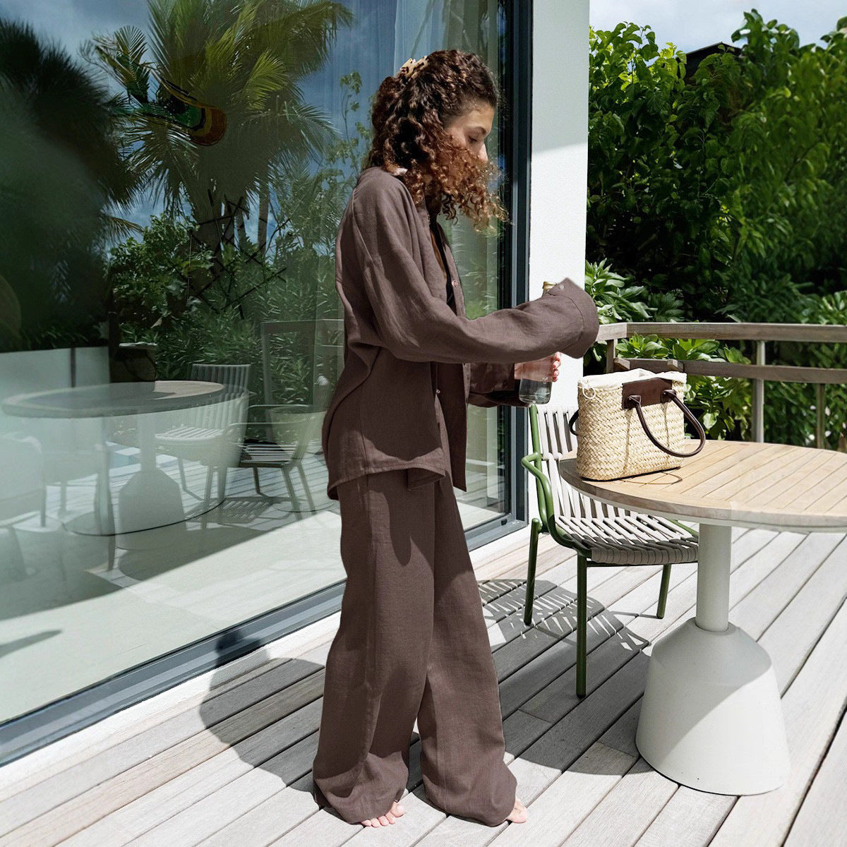 Women's Fashion Casual Loose Long-sleeved Shirt Trousers Suits