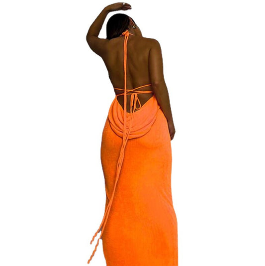 Backless Lace Up Temperament Long Dress Dresses
