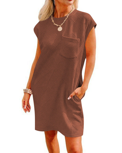 Casual Sports Round Neck Pocket Sleeve Dresses