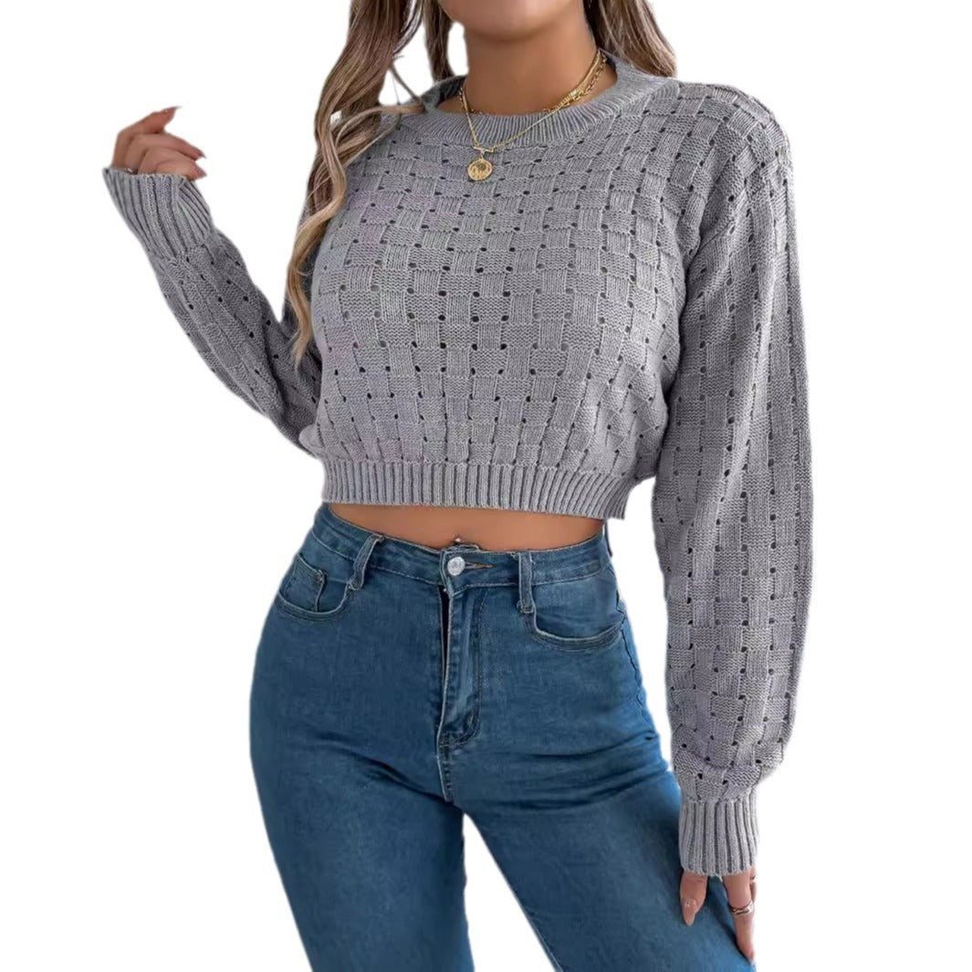 Women's Sexy Backless Button Long Sleeve Pullover Sweater