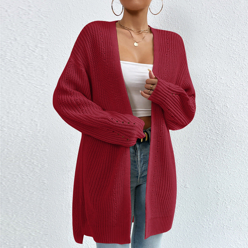 Attractive Loose Mid-length Knitted Solid Color Sweaters