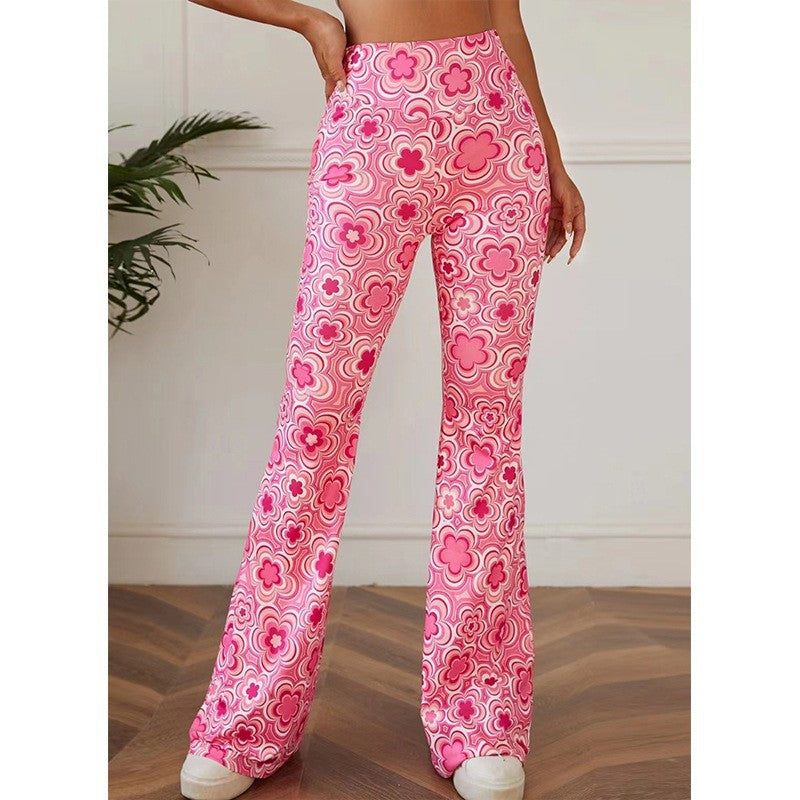 Daily Date Printing Home Casual Bell-bottom Pants