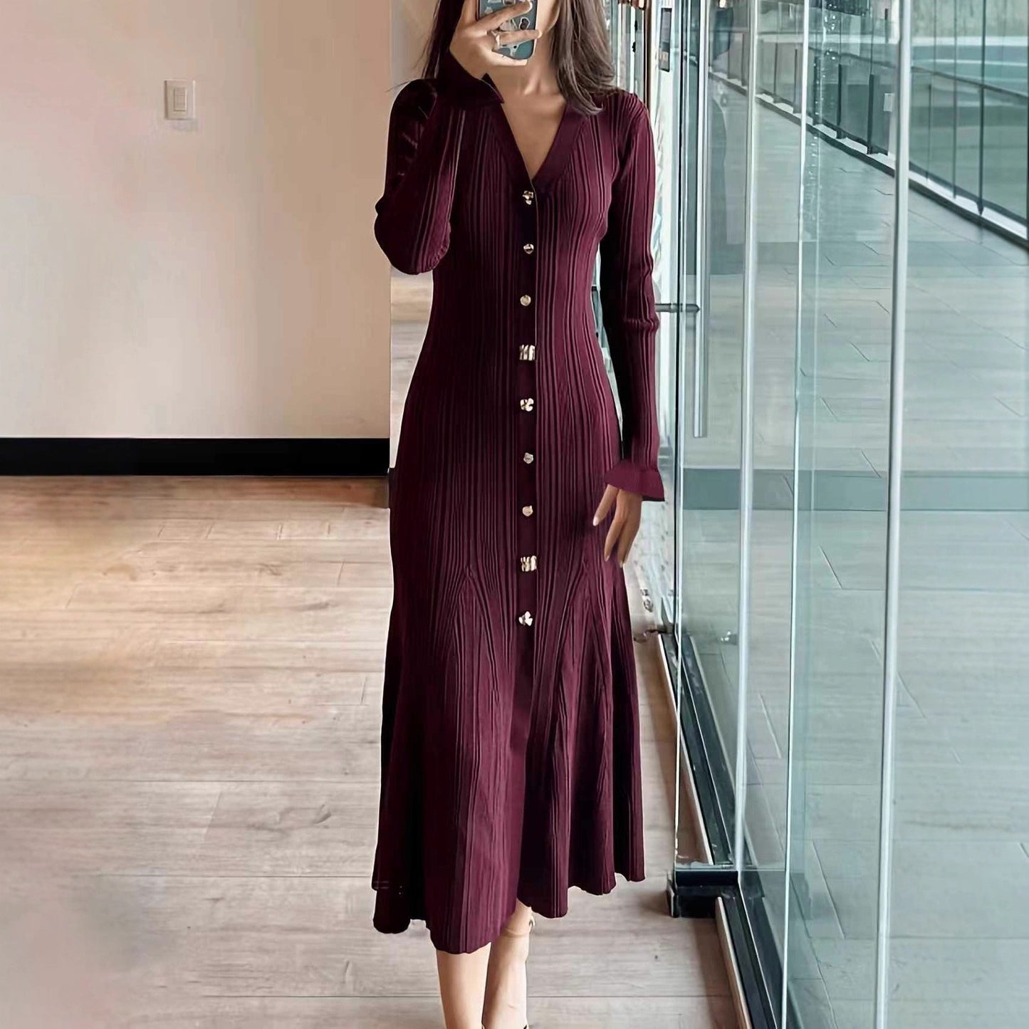 Women's French Elegant Pullover Slim Fit Slimming Dress