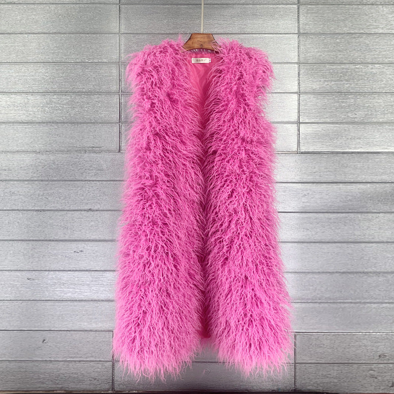 Women's Winter Lengthened Imitated Tibet Sheep Fur Coats
