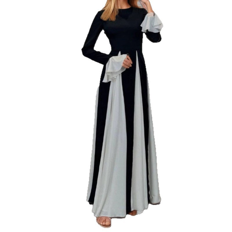 Women's Temperament Camisole Contrast Color Loose Big Hem Dress