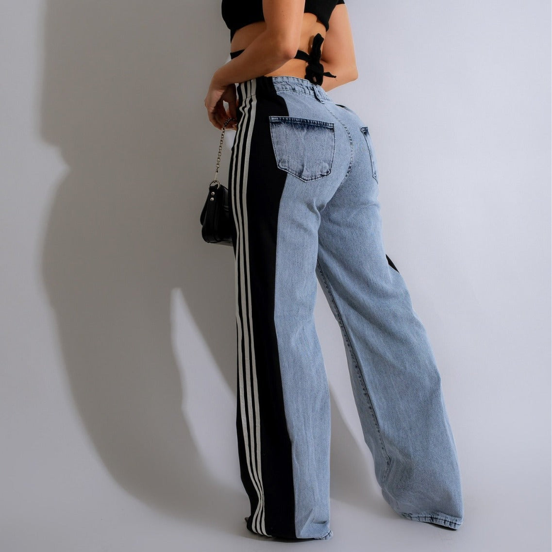 Women's Wide Leg Denim Trousers Casual High Jeans