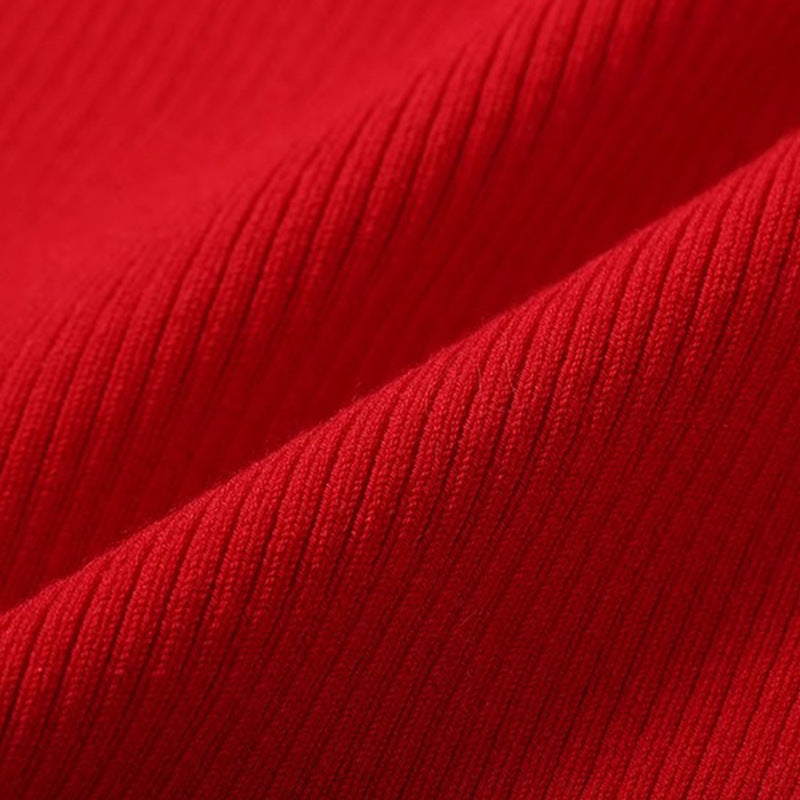 Red Short-sleeved Drop-shaped Hollow Bow French Blouses