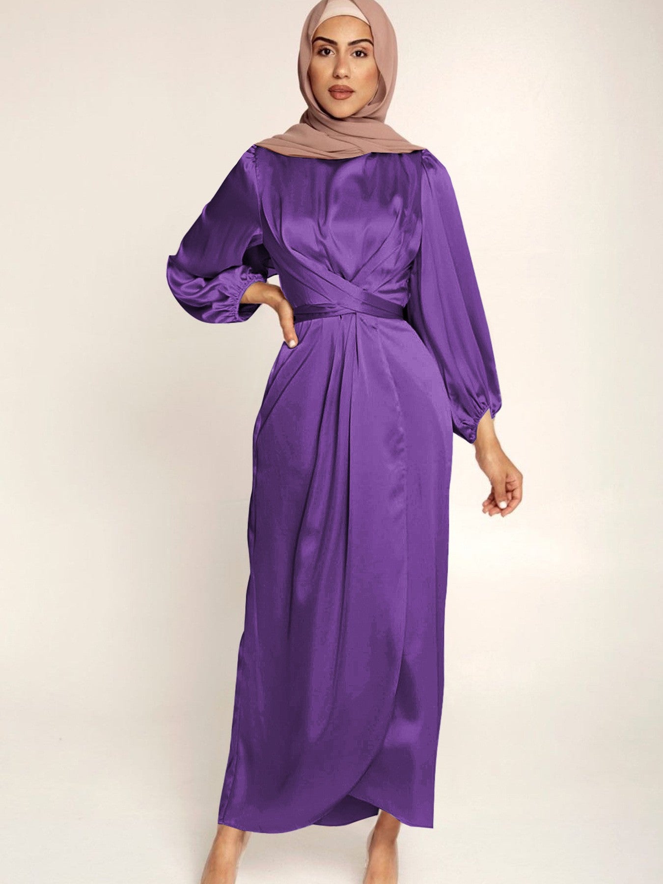 Women's Soft Waist Urban Style Satin Long Dress