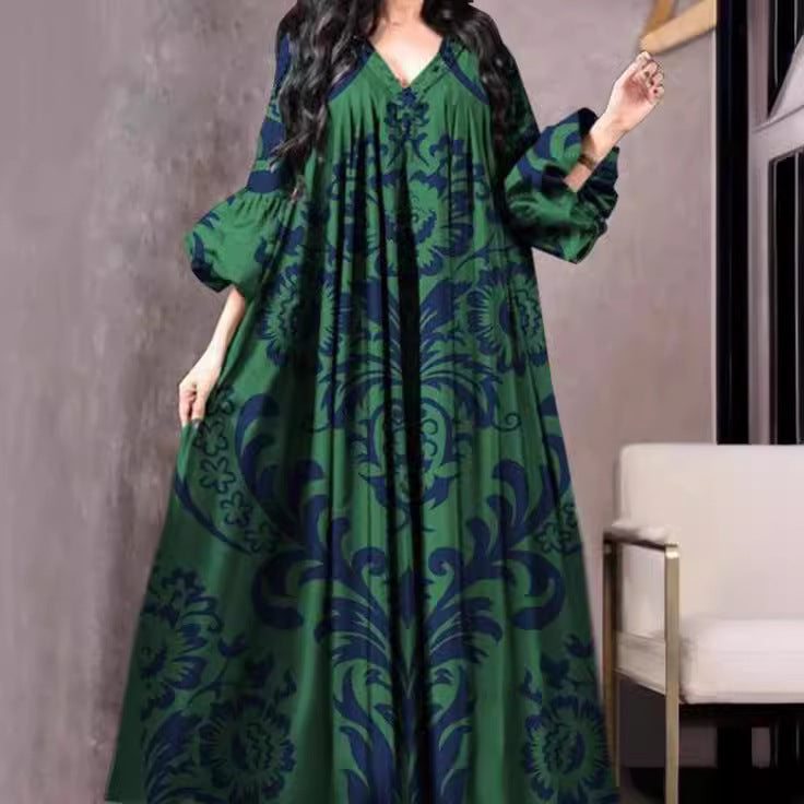 Women's Digital Printing Loose Dress Robe Dresses
