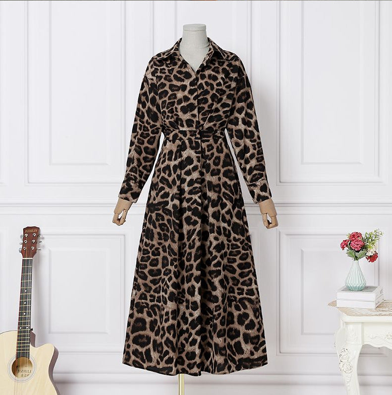Chiffon Printed Loose Elastic High Waist Slimming Elegant College Dress
