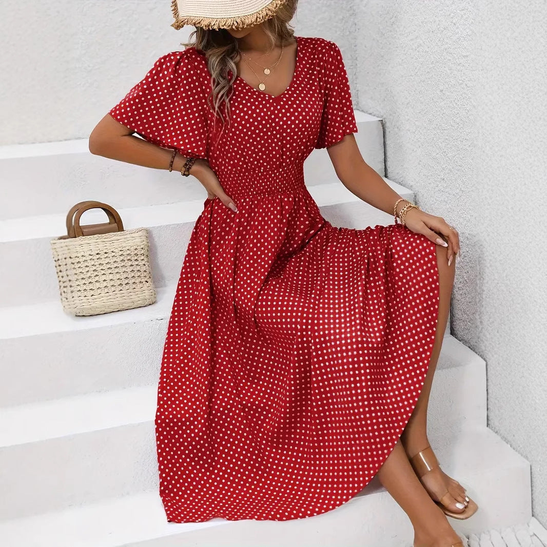Quick Polka Dot Pullover Leisure Dress Dresses