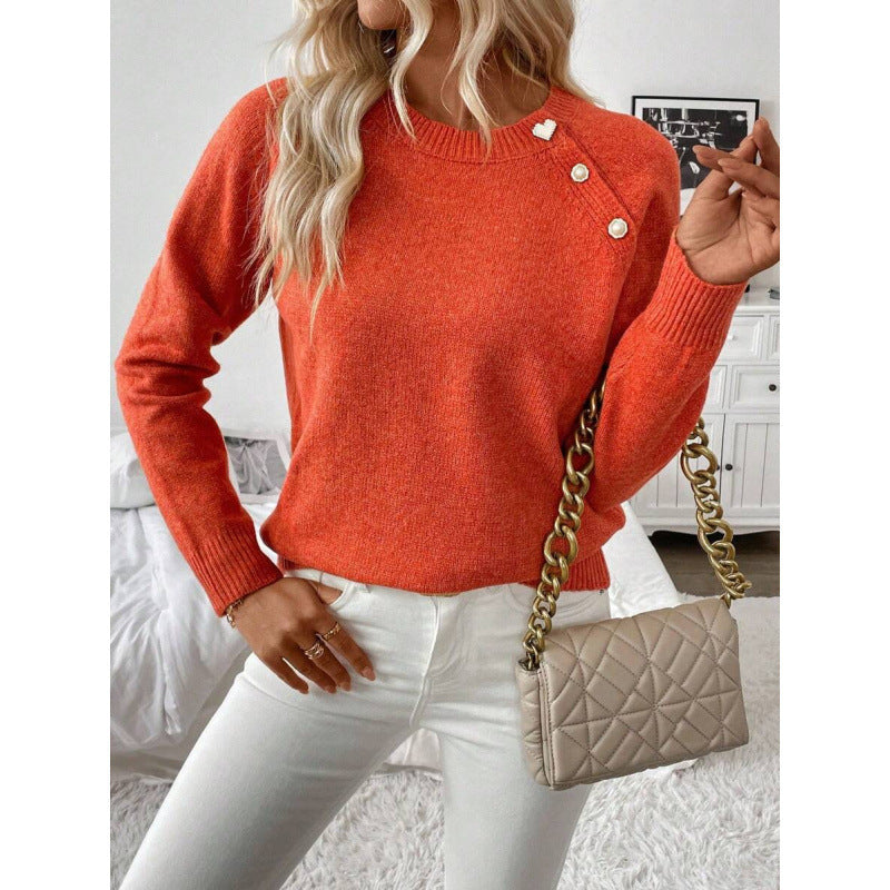 Women's Fashion Leisure Commute Button Knitted Sweater
