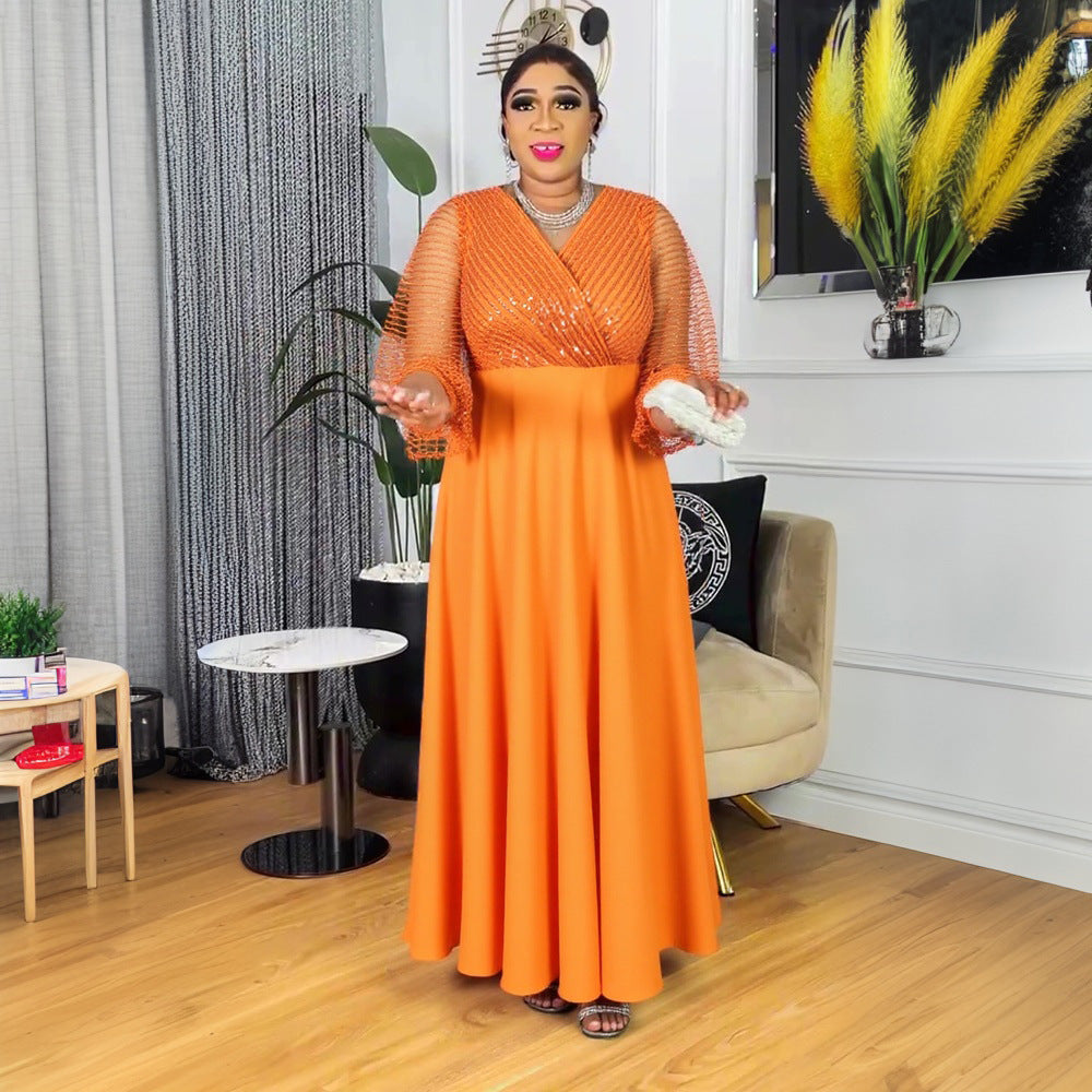 Women's Muslim Wear African Large Sleeves Loose Dresses