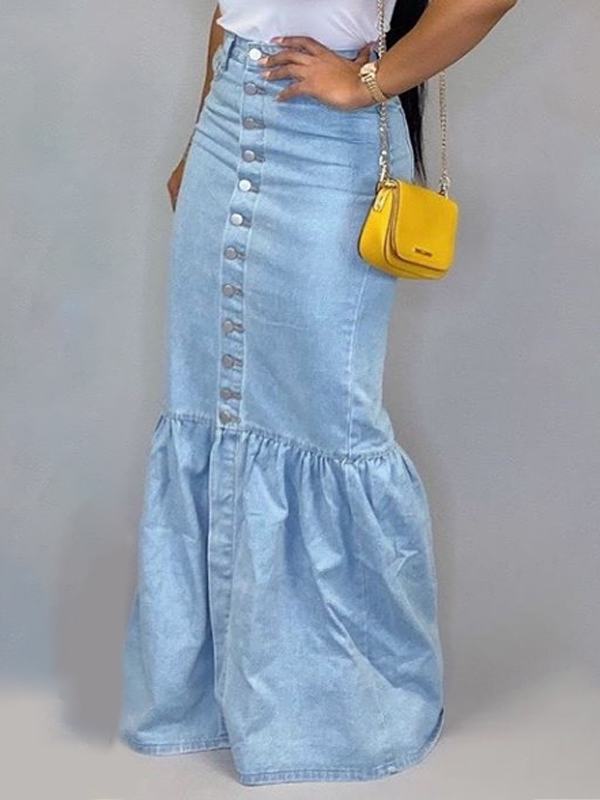 Pretty Innovative Stretch Denim Long Fishtail Skirts