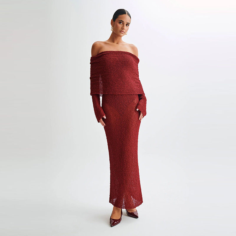Sexy Collar Beach Cover-up Slim Long Dresses