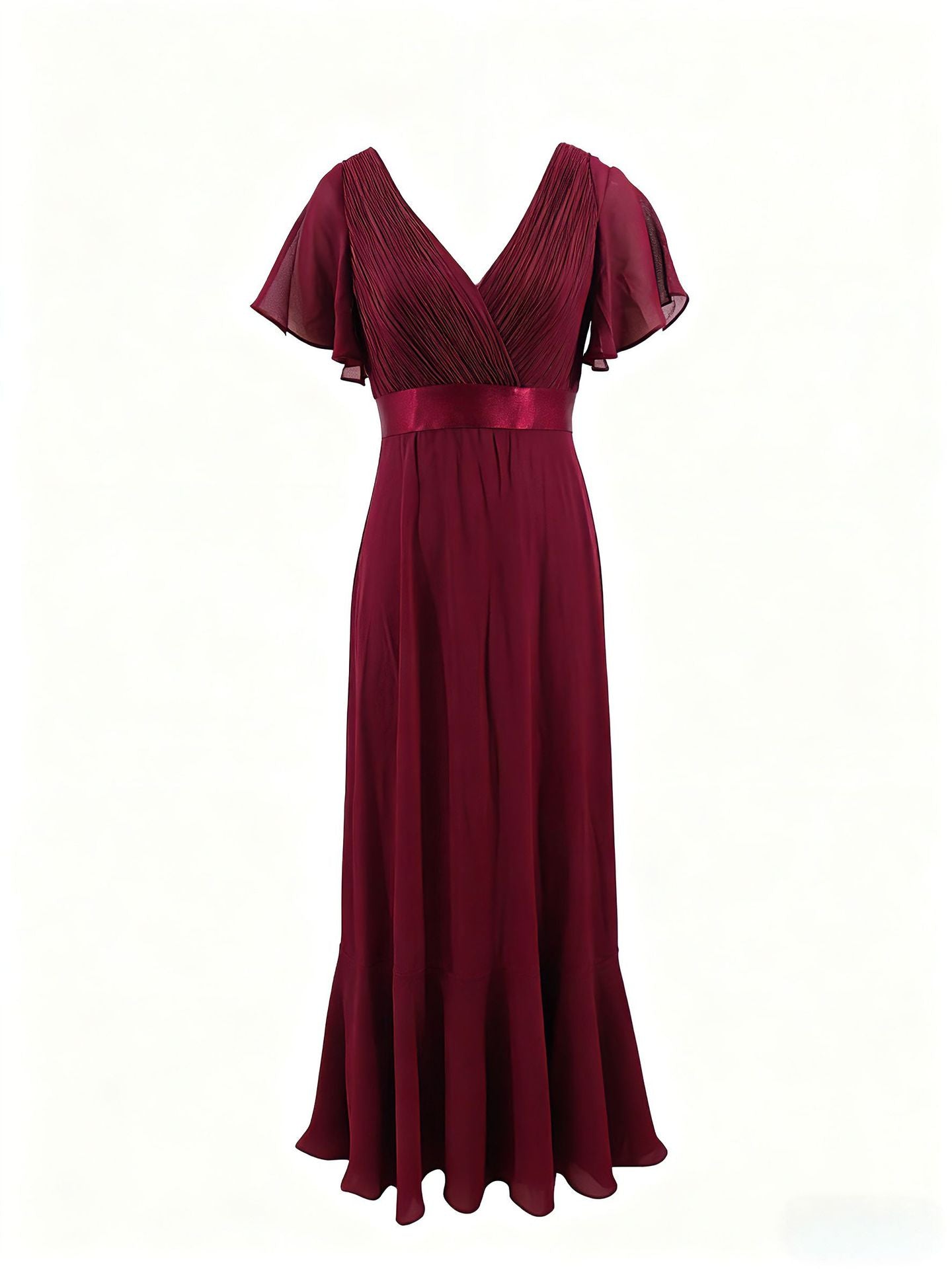 Women's Style Retro Bell Sleeve Waist Dress Chiffon Large For Dresses