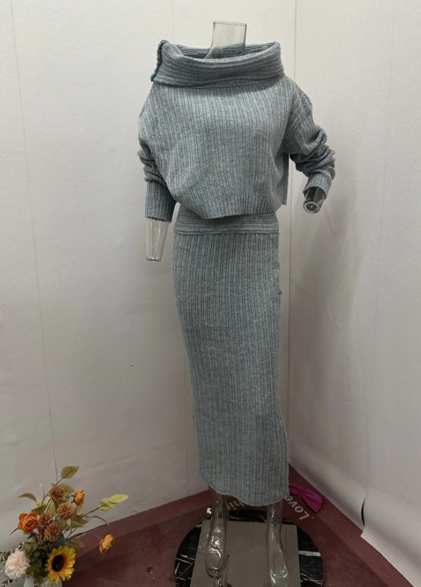 Autumn Fashionable Knitted Lapel Two-piece Set Suits