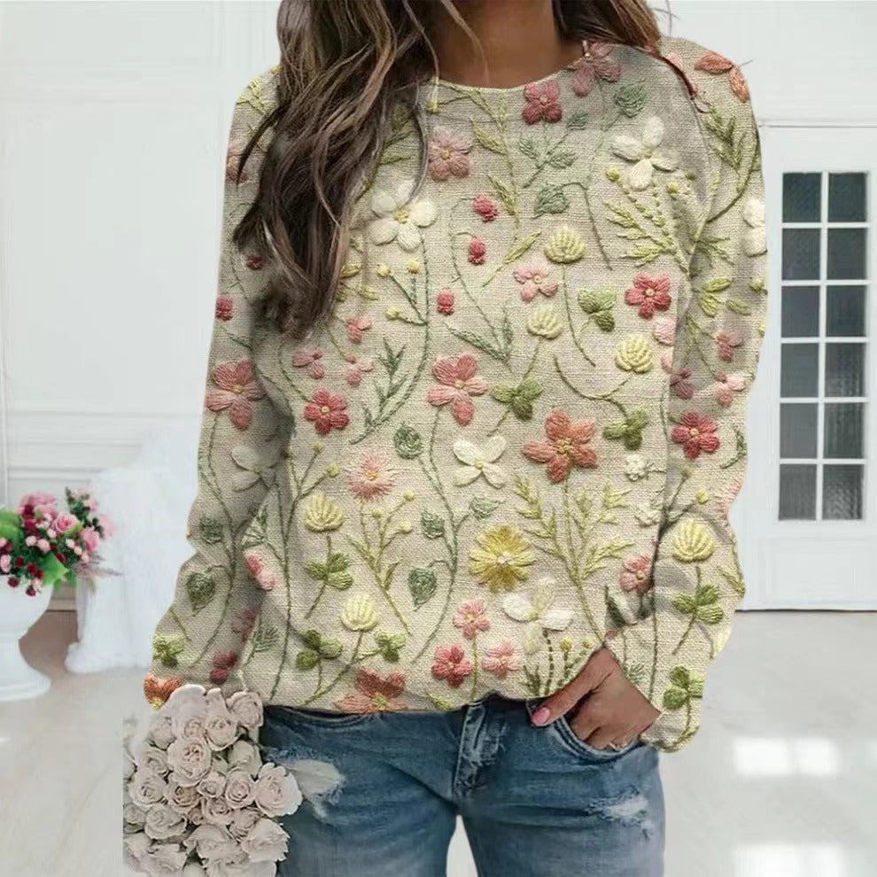 Women's Pattern Pullover Casual Loose Long Sleeve Women's Sweater