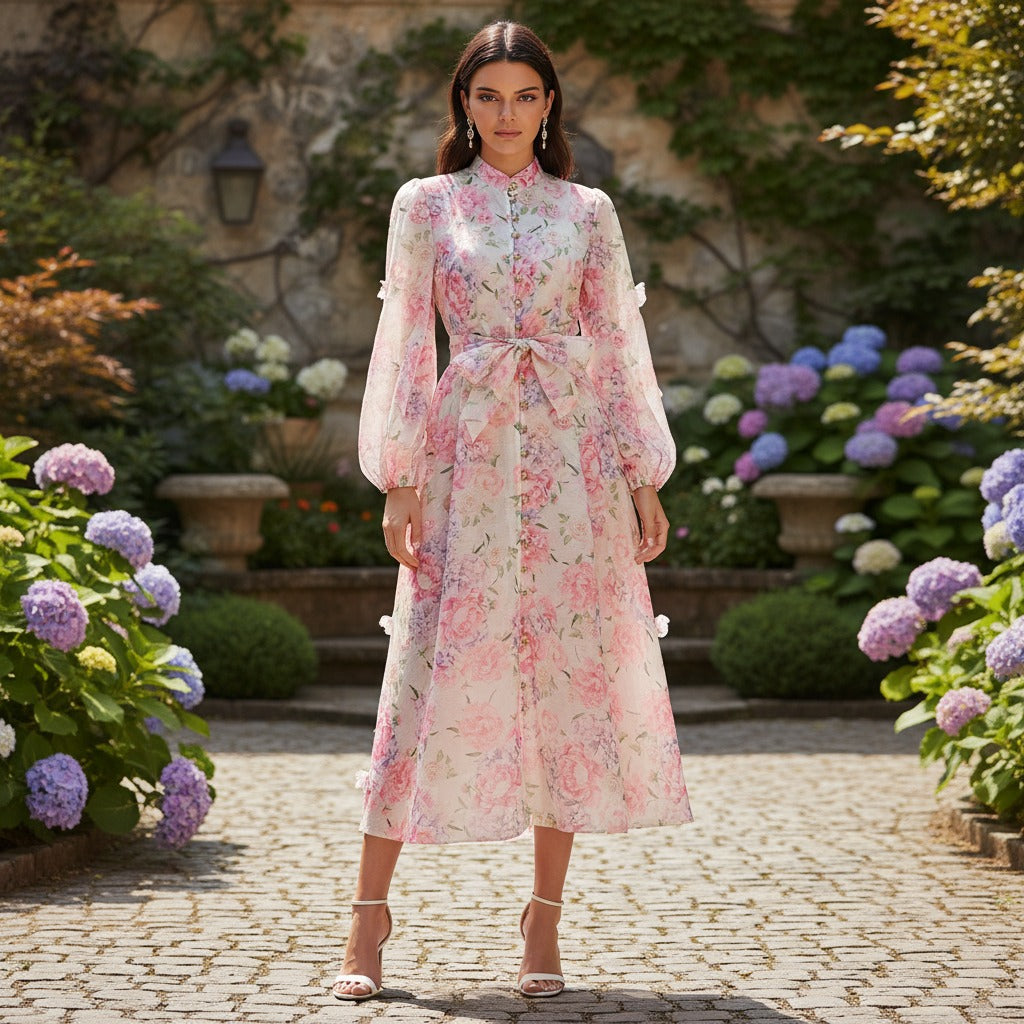 Catwalk Design Sense Hanging Flower Long Dresses
