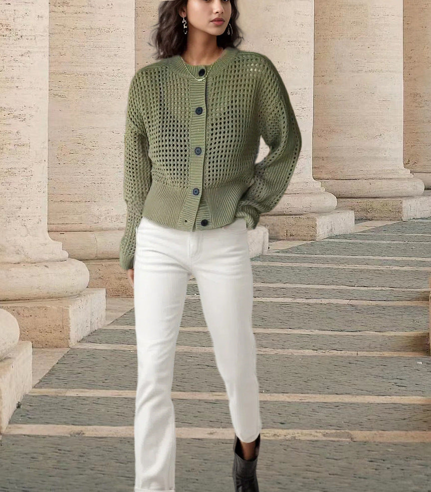 Women's Round Neck Casual Slim Hollow Women's Sweater