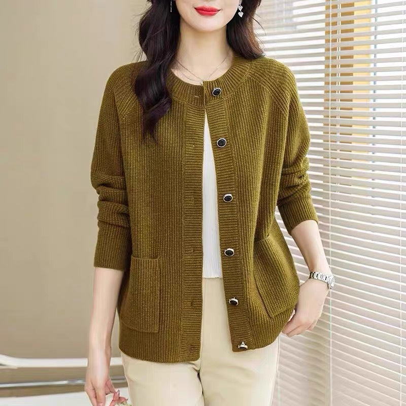 Women's Knitted Solid Color Long Sleeve Loose Women's Sweater
