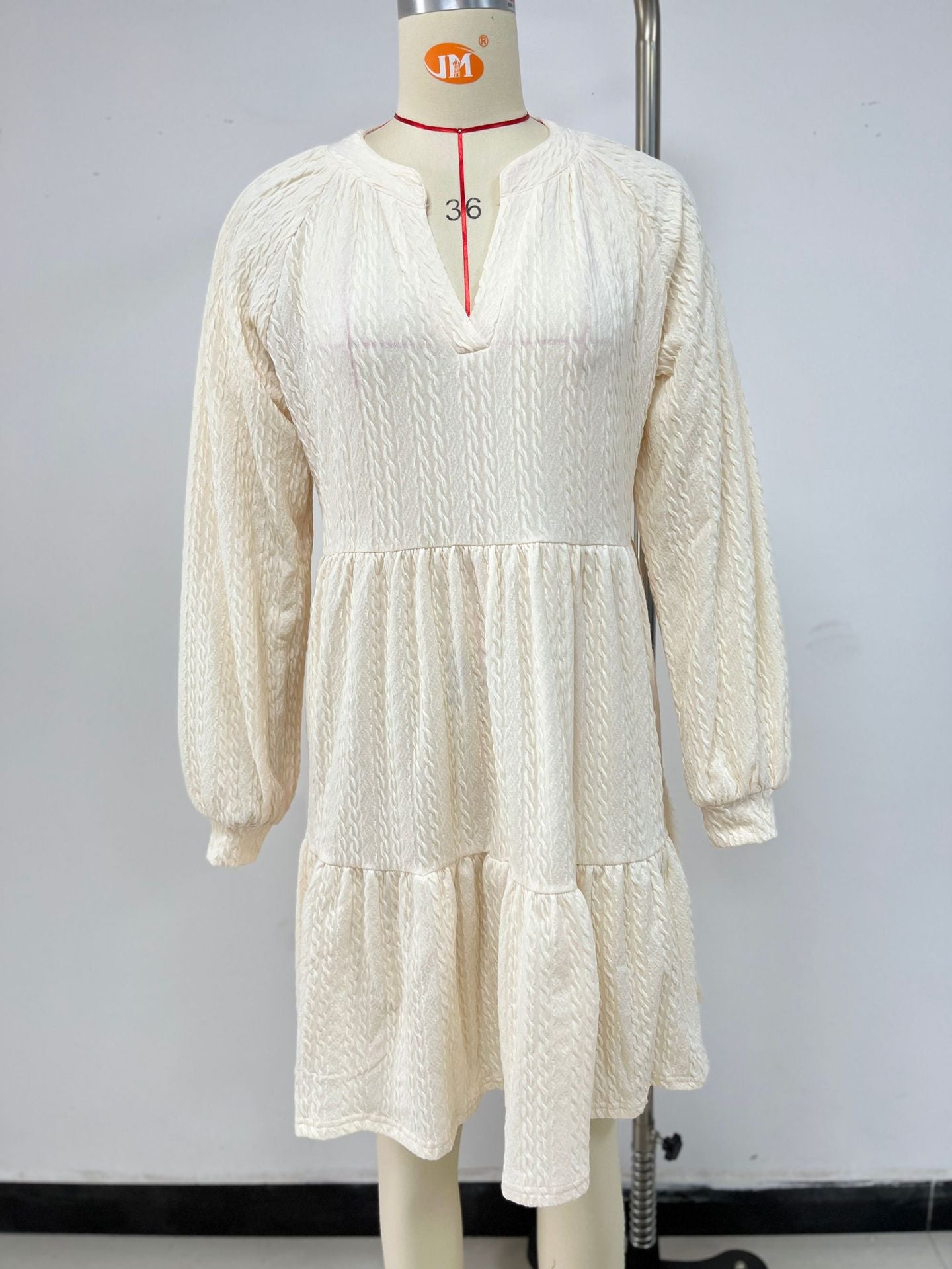 Solid Color Loose Pleated Stitching Long Dress