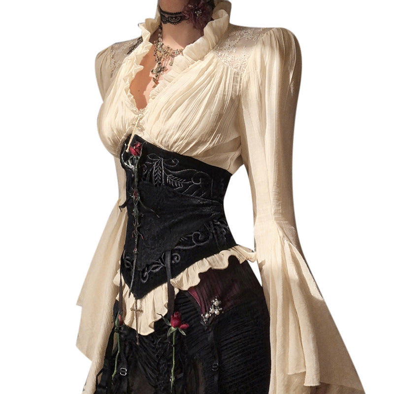 Women's Dark Court Style Long-sleeved Shirt Gothic Blouses