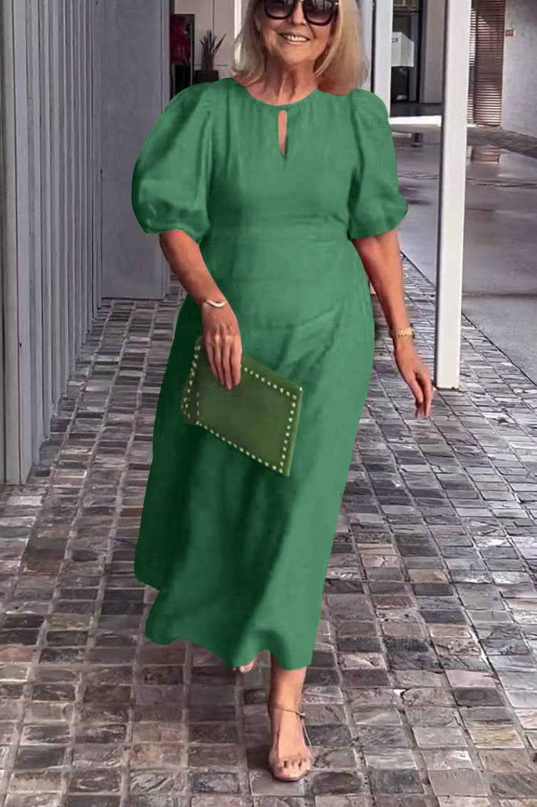 Women's Solid Color Loose-fitting Casual Puff Sleeve Dress