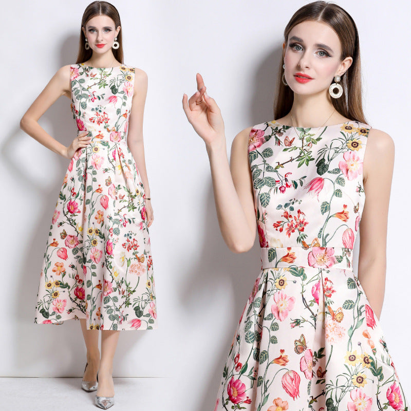 Women's Elegance Sleeveless Dress Summer High-grade Printed Dresses