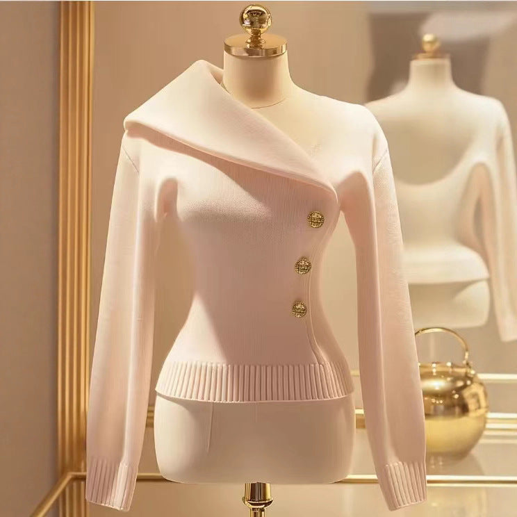 Fashion Autumn Elegant Lapel Slim Fit Tops