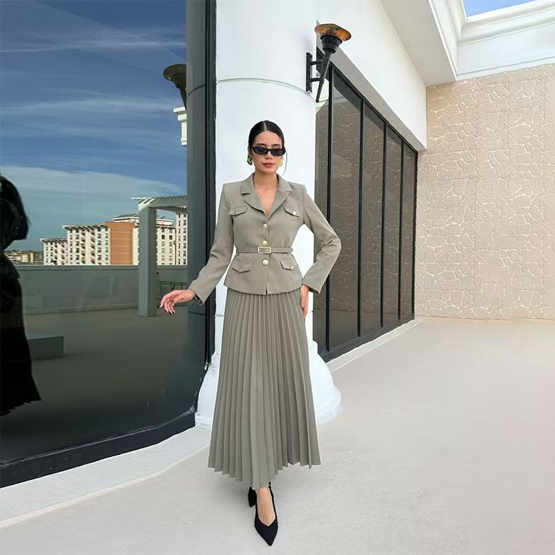 Women's Fashion Charming Elegant Long Pleated Suits