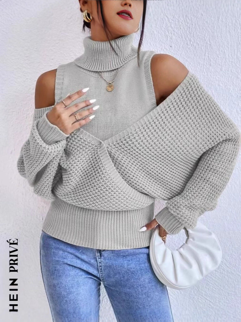Women's Gentle High-grade Solid Color Knitted Design Long Sweater