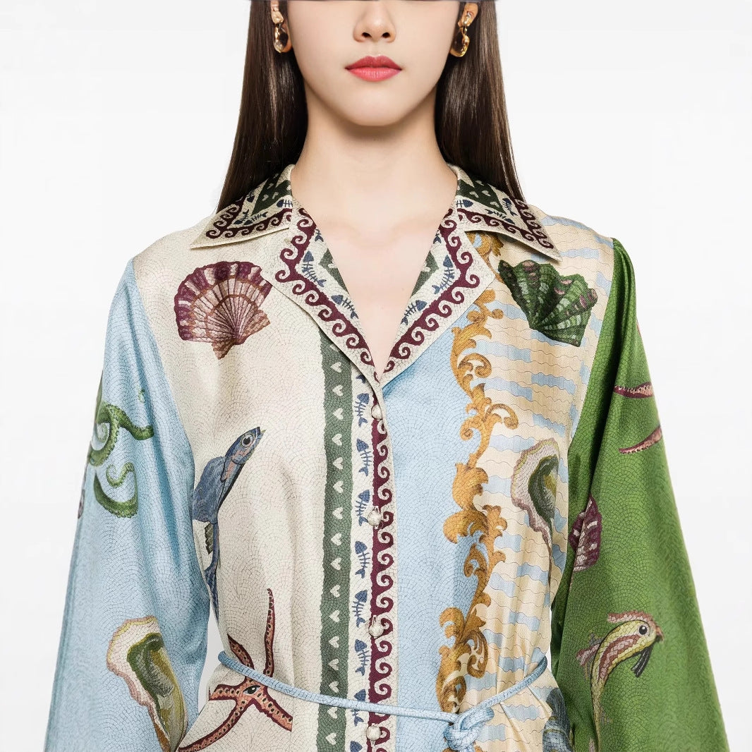 Stylish Temperament Leisure Linen Collar Long Dress