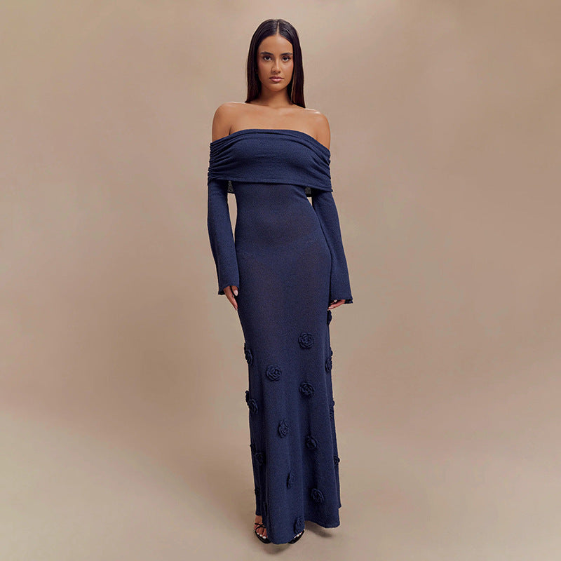 Women's Sexy Three-dimensional Flower Dress Knitted Dresses