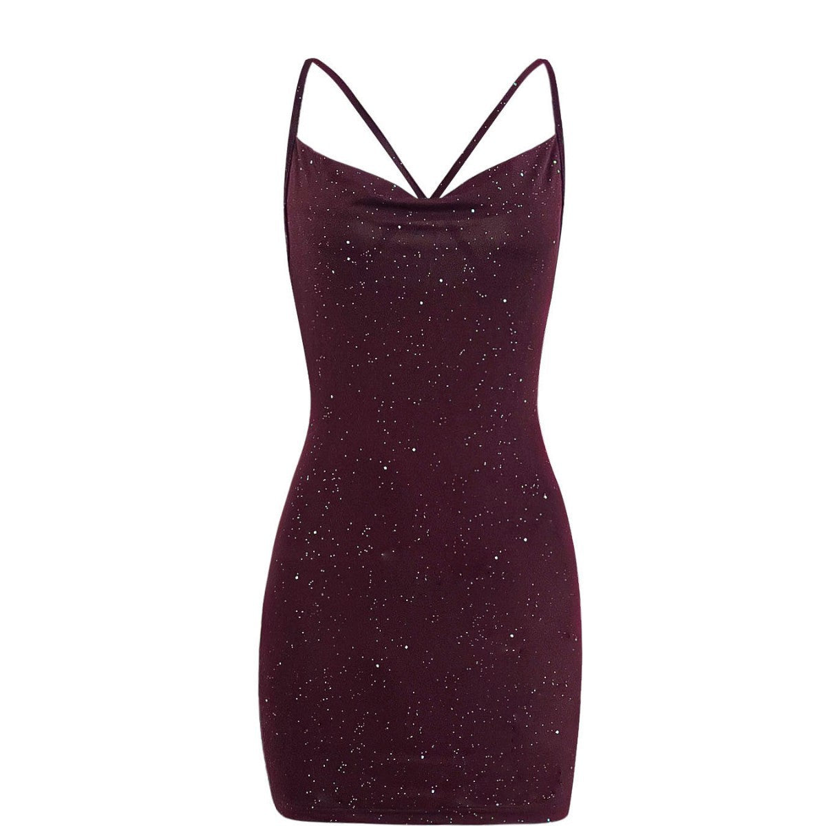 Women's Solid Color Sexy Temperament Slim Cross Shoulder Dress