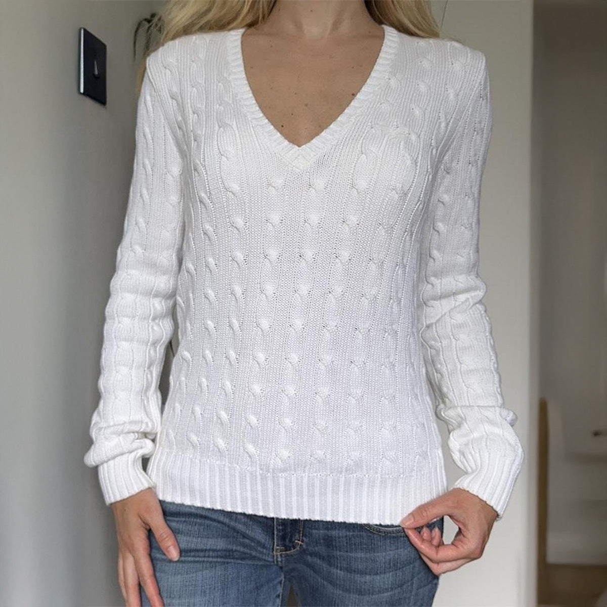 Women's Casual Minimalist Long Sleeve Solid Color Sweater