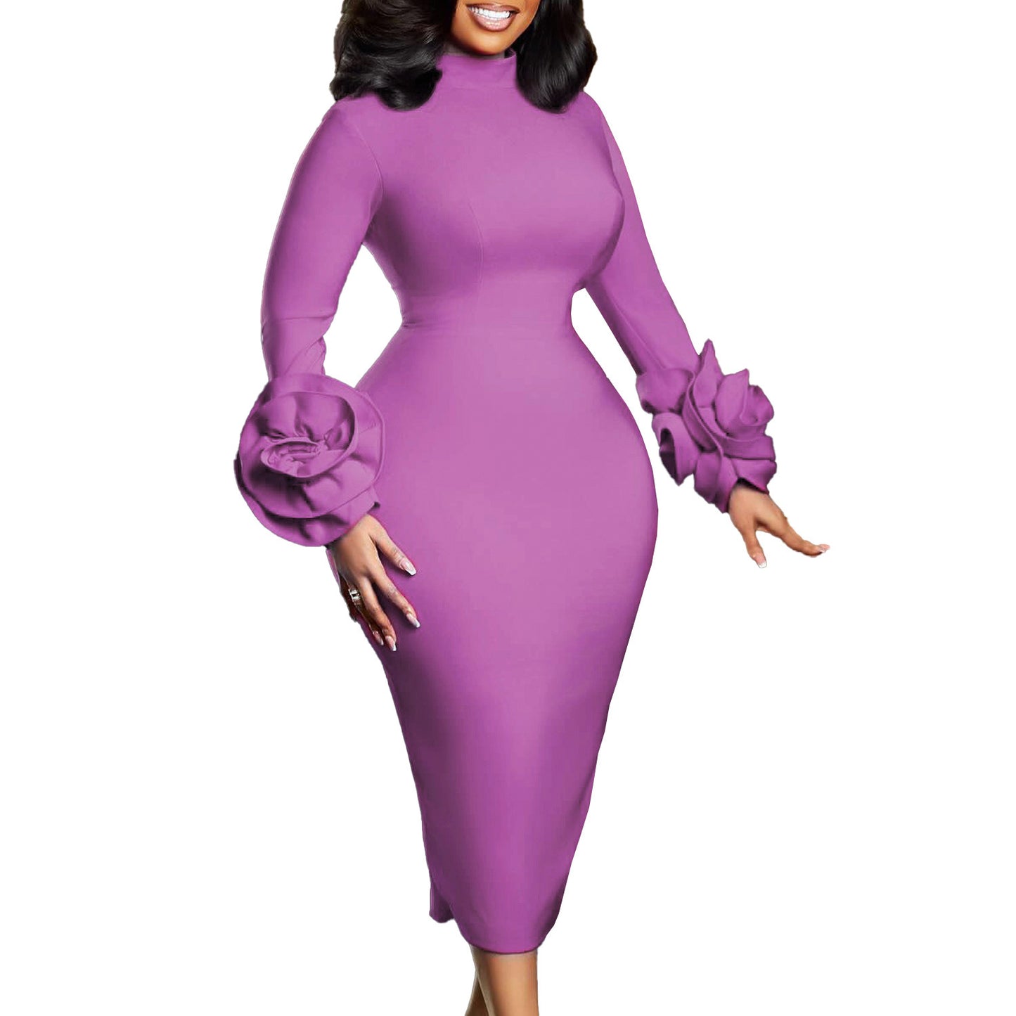 Half Turtleneck Elegant Slim Fit Ol Long Sleeve Dress