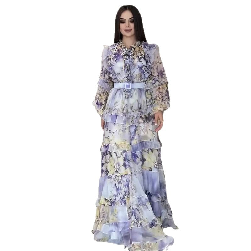 Women's Autumn Fashionable Printed Elegant Long Dress Dresses