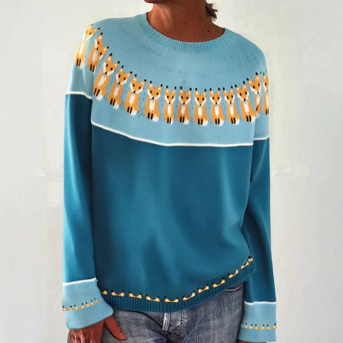 Women's Round Neck Multicolor Loose Fashion Pullover Sweater