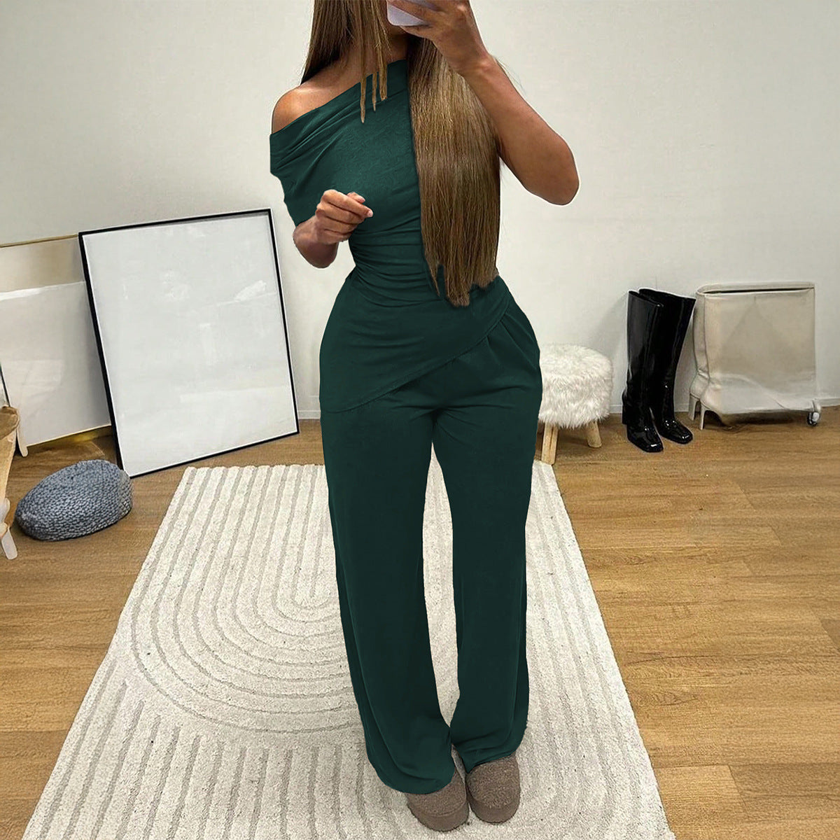 Women's Simple Elegant Summer Wind Sleeve Trousers Suits