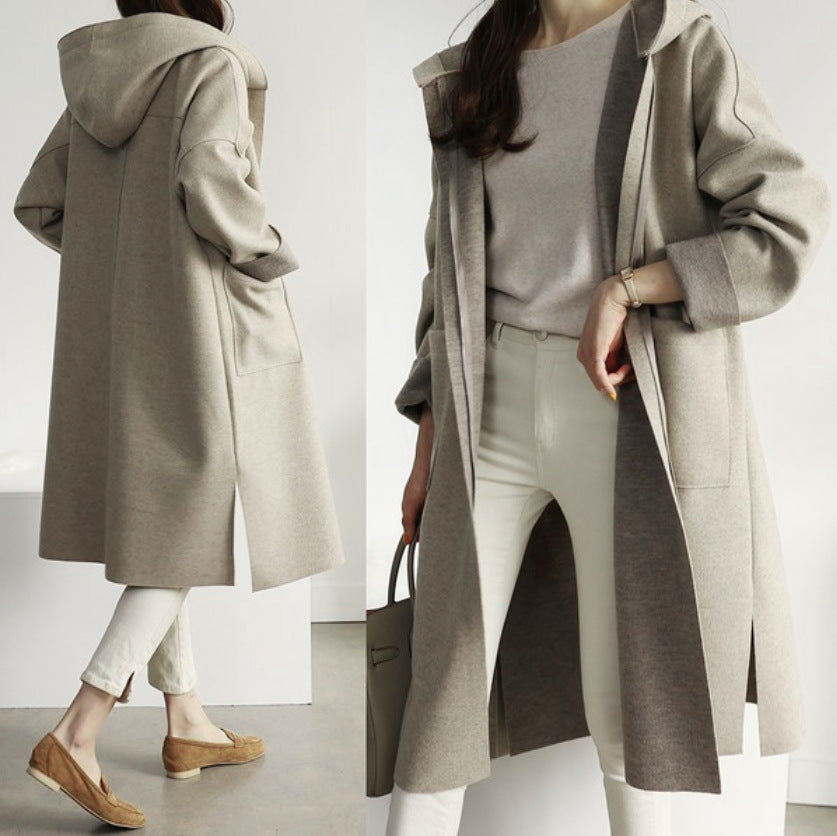Women's Pretty Fashion Loose Wool Hooded Plus Size