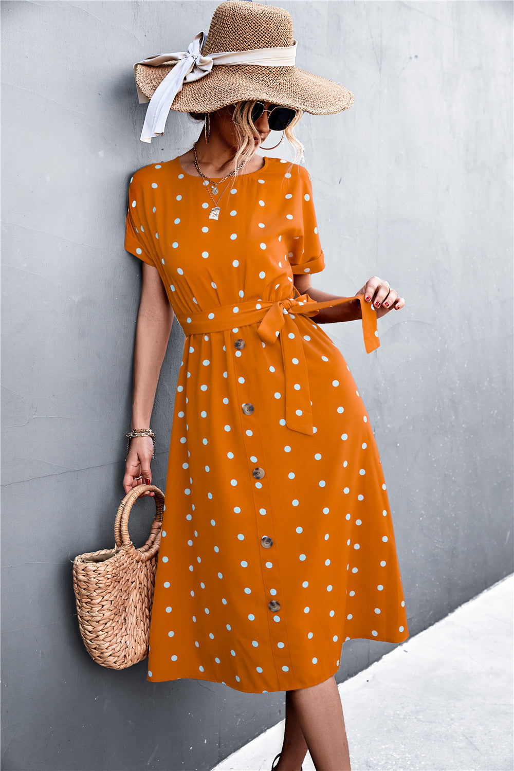 Trendy Summer Popular Polka Dot Breasted Dress