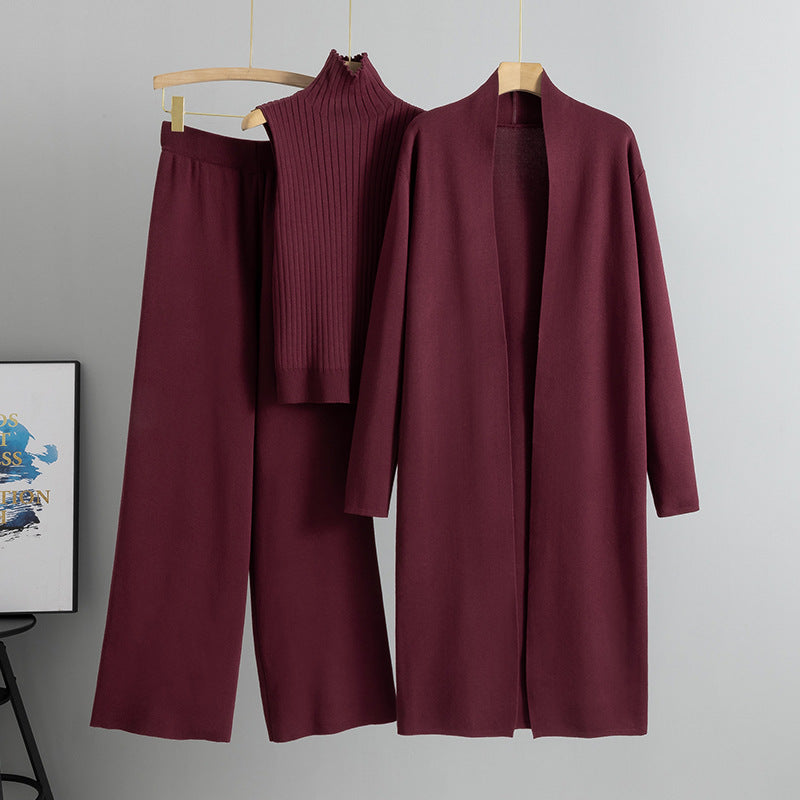 Lazy Temperament Knitting Sleeveless Three-piece Set Suits