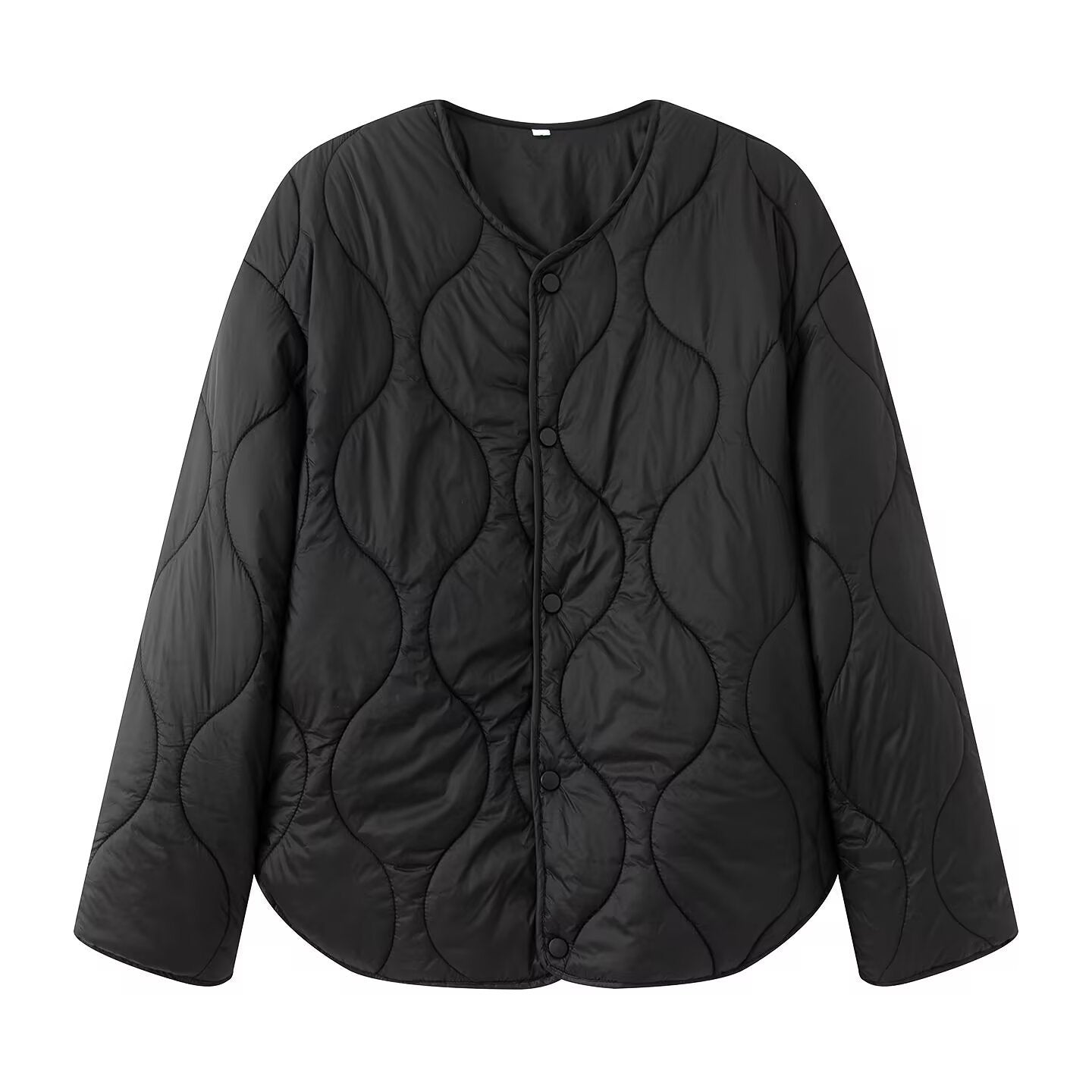 Casual Round Neck Rhombus Cotton Thickened Coats
