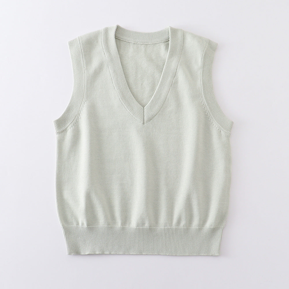 Basic Style Pullover Sleeveless Thin Solid Color Women's Sweater