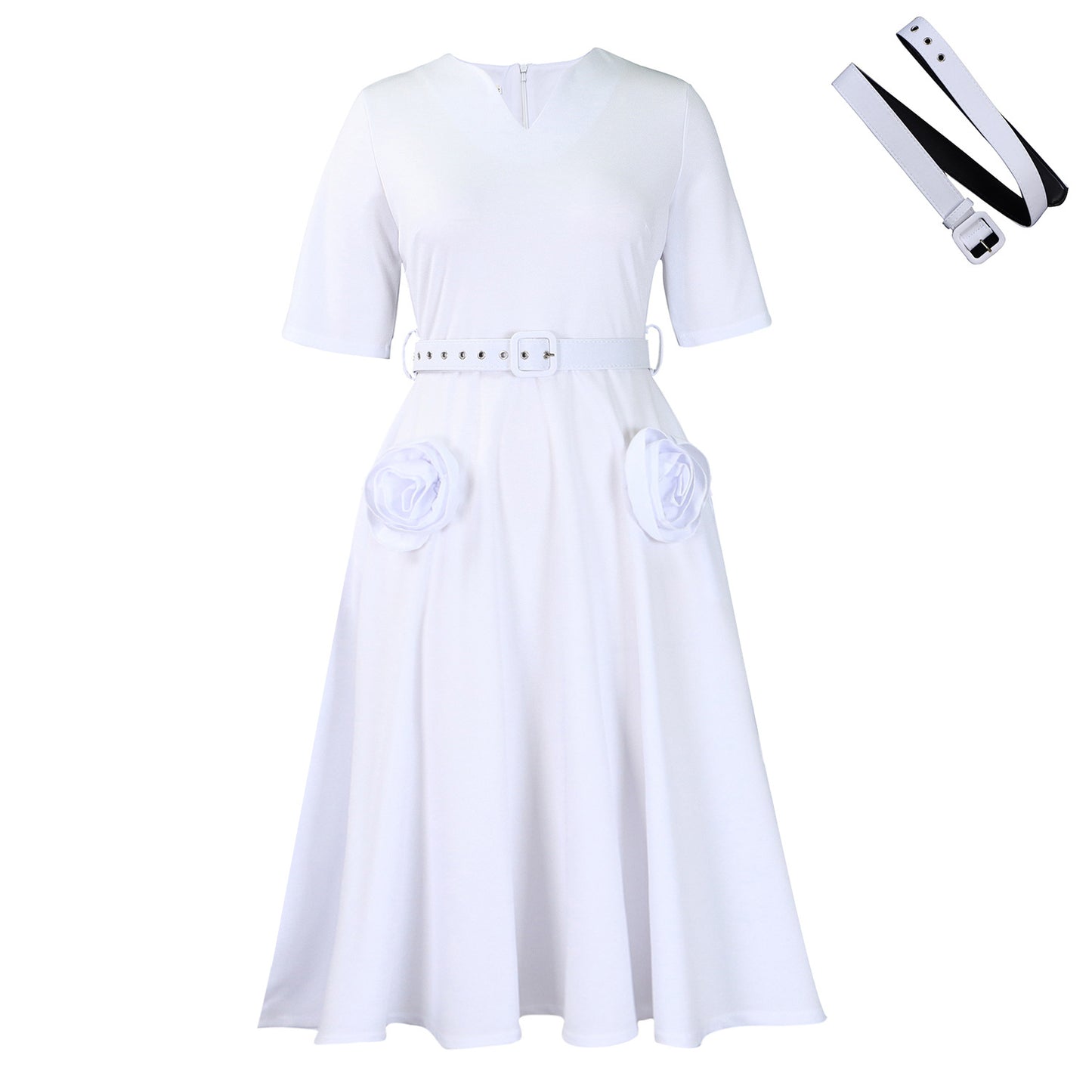 Women's Fashion Elegant Sleeve Tight Waist A- Dresses