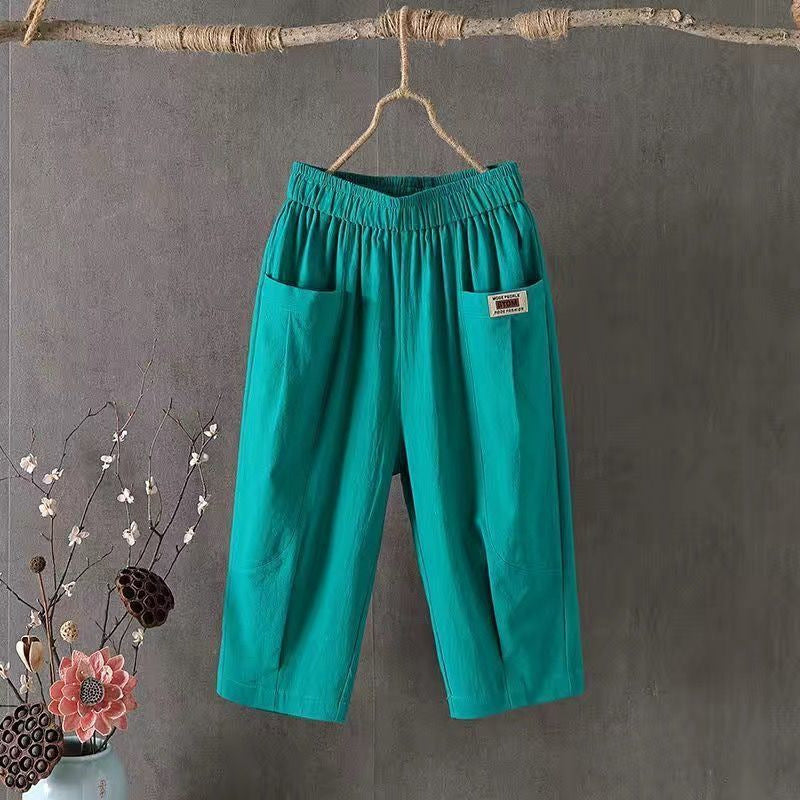 Women's Capri Summer Loose Comfort Breathable Elastic Waist Pants
