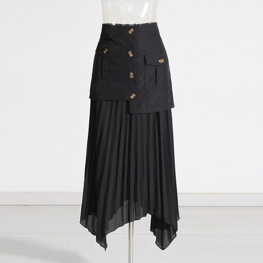 Women's Elegant Spring Solid Color Stitching Irregular Skirts