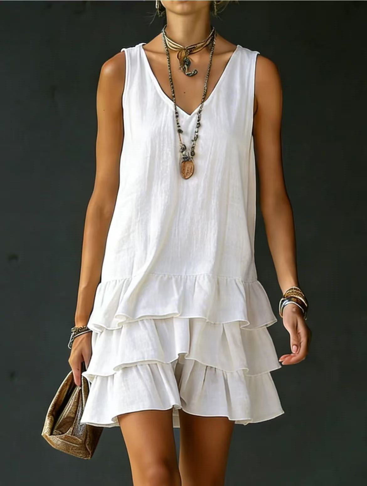 Women's Fashion Wear Loose Casual Solid Color Side Dress